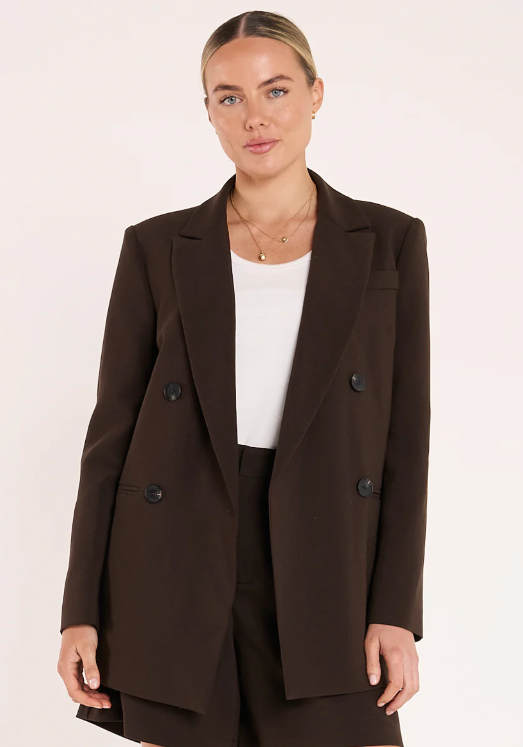 FEATHER + NOISE HAYLEY BLAZER - CHOCOLATE