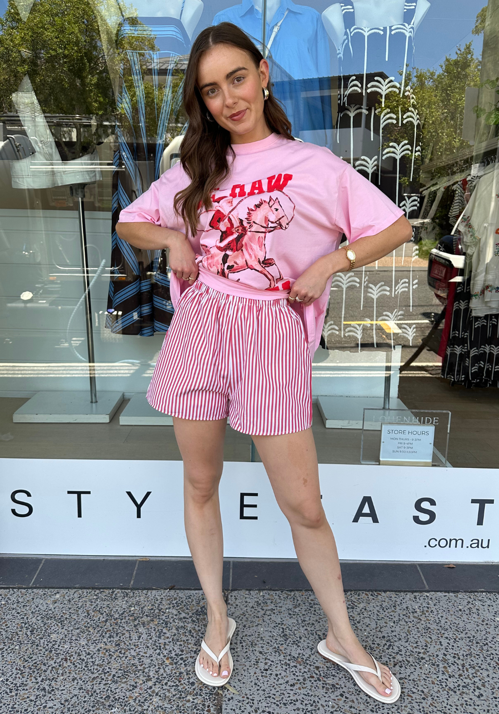 BY FRANKIE YEE-HAW SANTA OVERSIZED TEE SHIRT SET - PINK