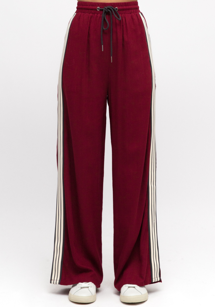 IVY RELAXED LINEN PANT - BURGUNDY