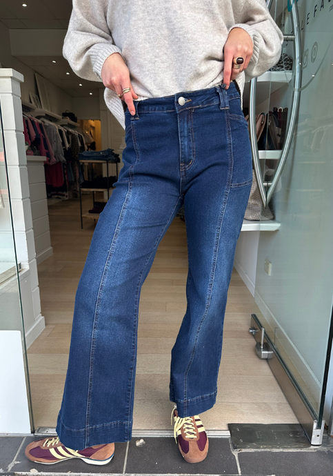 ROWAN WIDE LEG JEAN - MID WASH