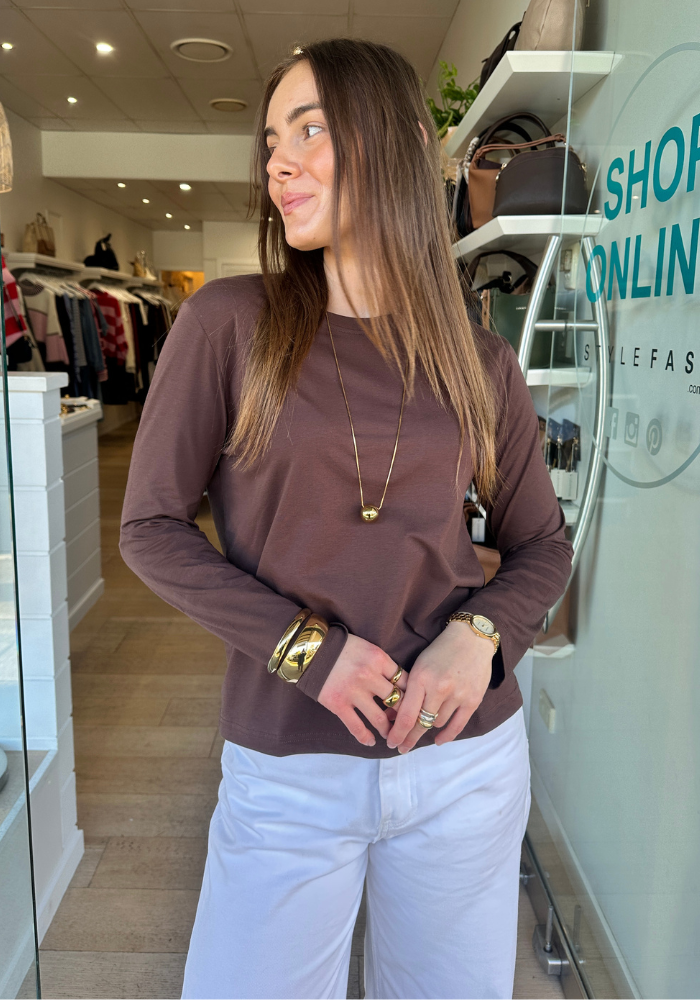 ATHENS L/S TEE - CHOCOLATE