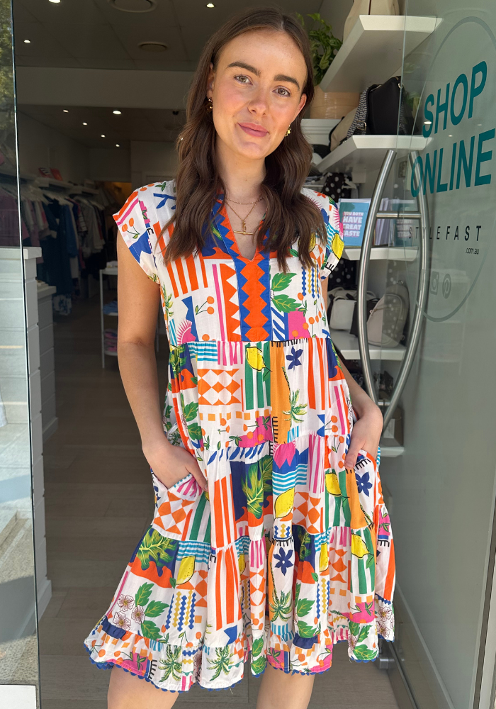 LULALIFE LYRA TIERED MINI DRESS - MULTI