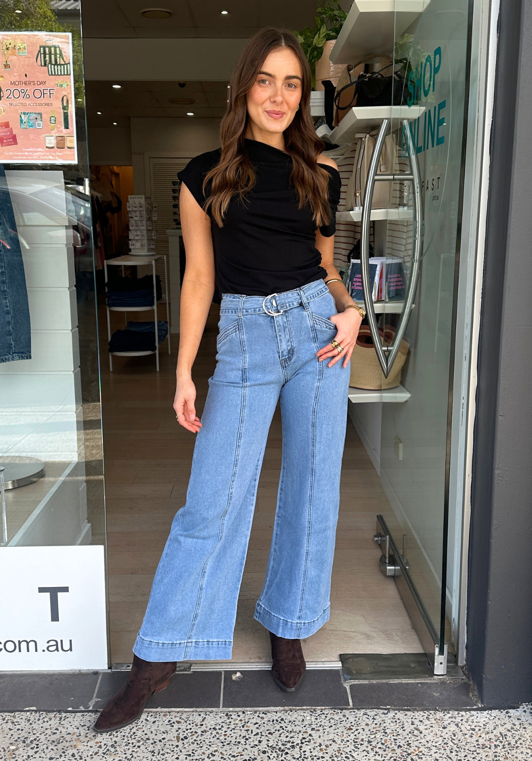 TYLER HIGH WAISTED WIDE LEG JEAN - LIGHT BLUE