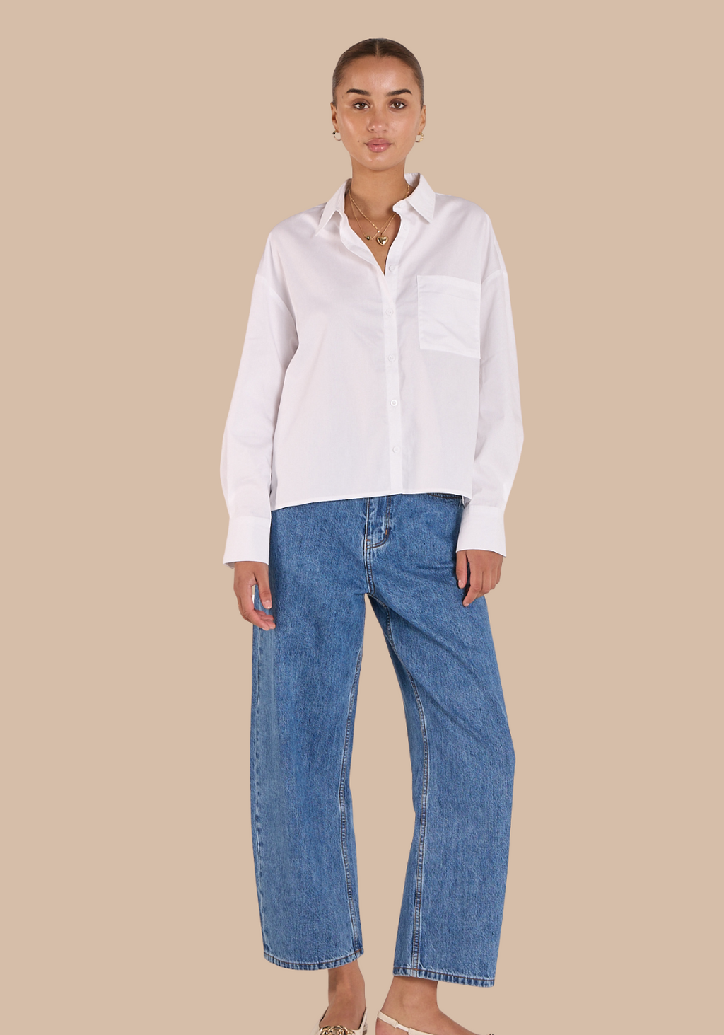 FEATHER + NOISE LOLA CROPPED BARREL JEAN - BLUE