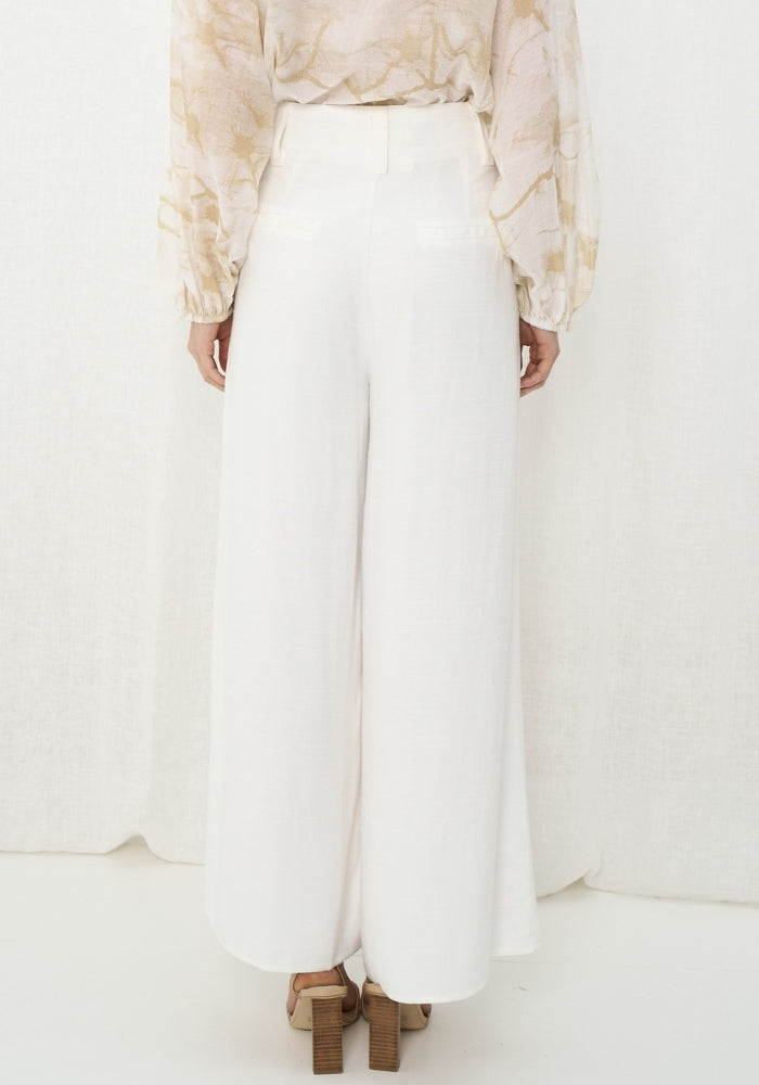 Load image into Gallery viewer, ISLA WIDE LEG LINEN PANT - WHITE