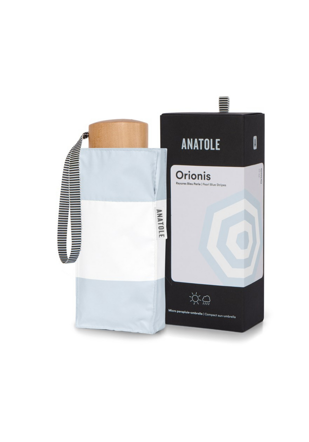 ANATOLE ORIONIS SUN & RAIN UMBRELLA - BLUE STRIPE