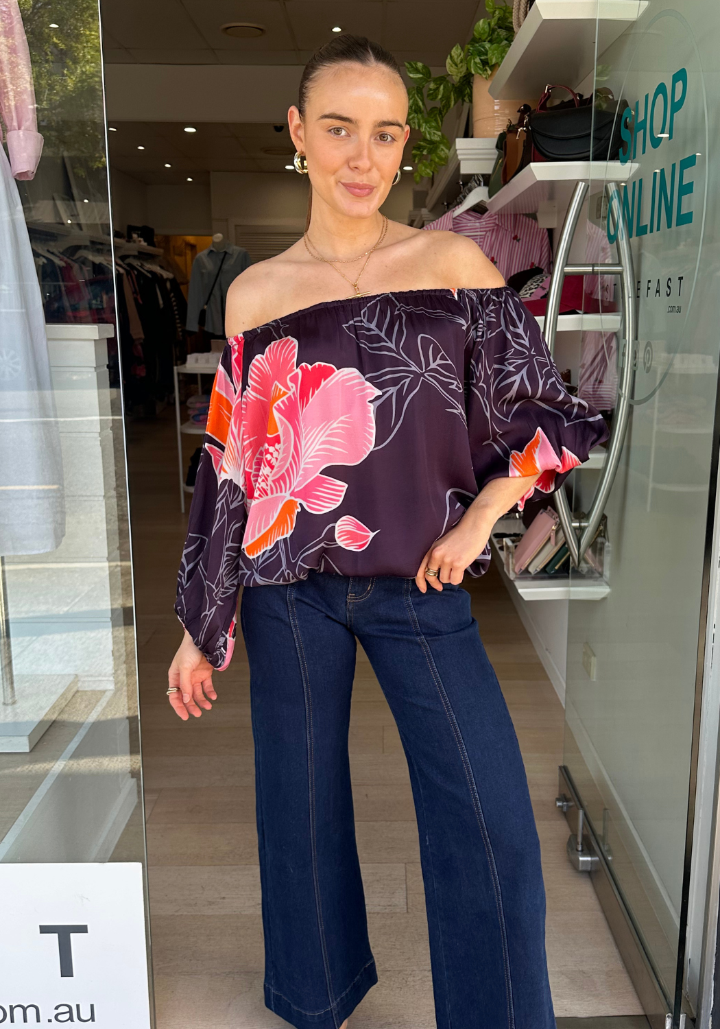 RUBYYAYA AURORA TOP - NAVY PRINT