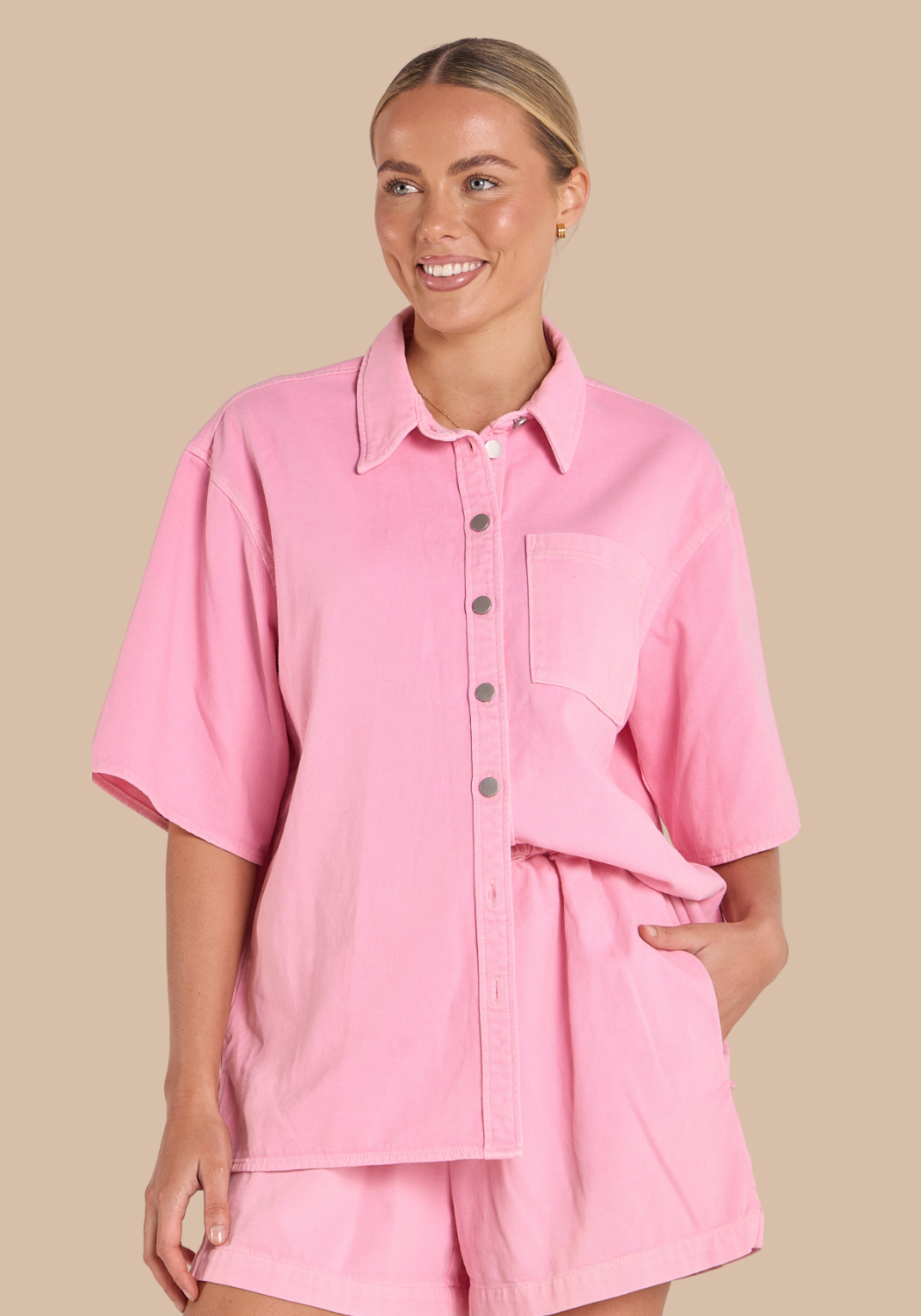 FEATHER + NOISE ARLO SHIRT - PINK
