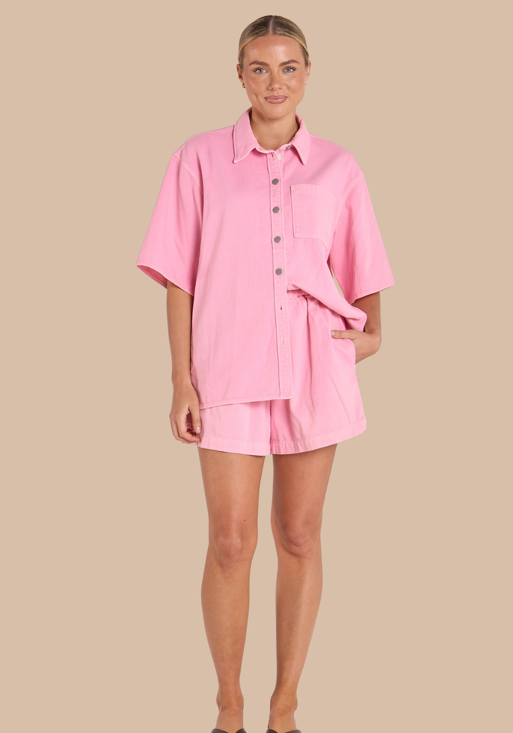 FEATHER + NOISE ARLO SHIRT - PINK