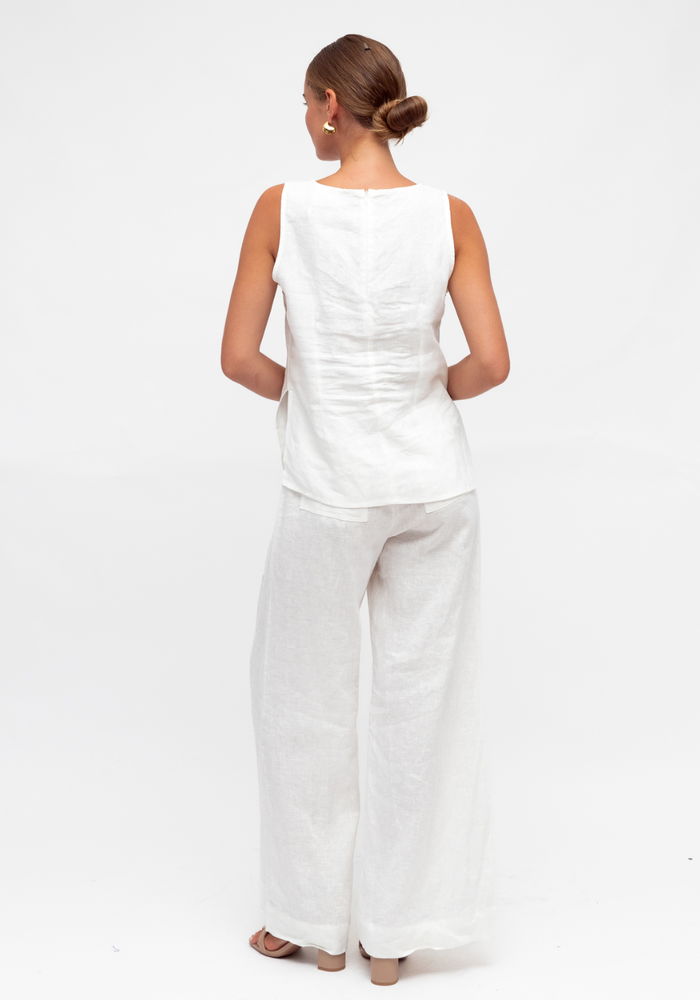 Load image into Gallery viewer, GIA FITTED LINEN TANK - WHITE