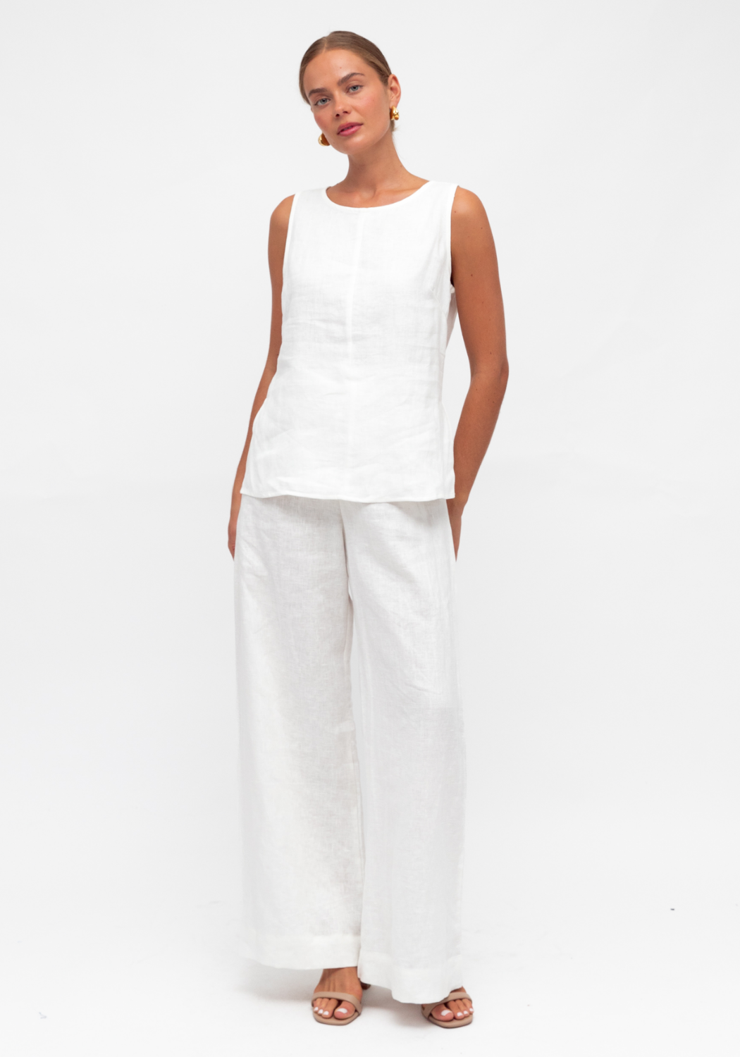 GIA FITTED LINEN TANK - WHITE