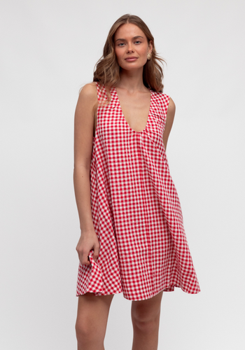 RADINI MINI DRESS - RED GINGHAM