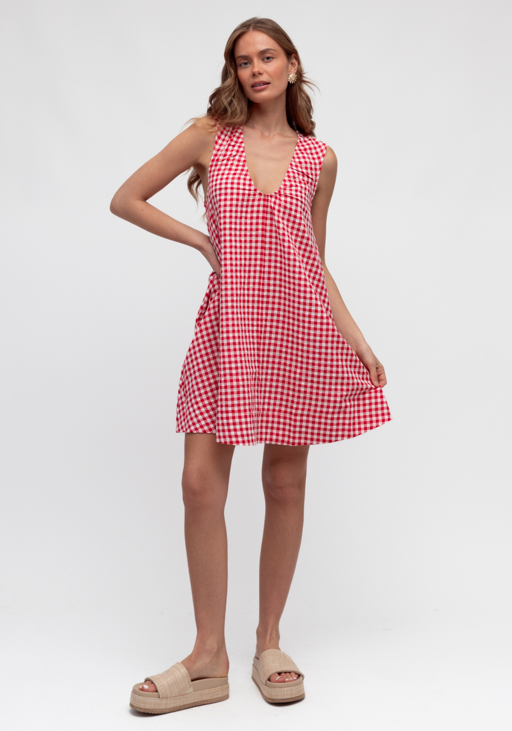 RADINI MINI DRESS - RED GINGHAM