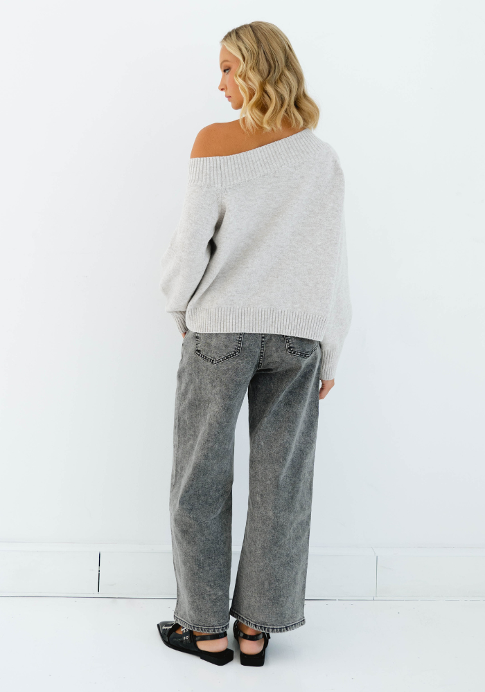 LUNA OFF THE SHOULDER KNIT - OATMEAL