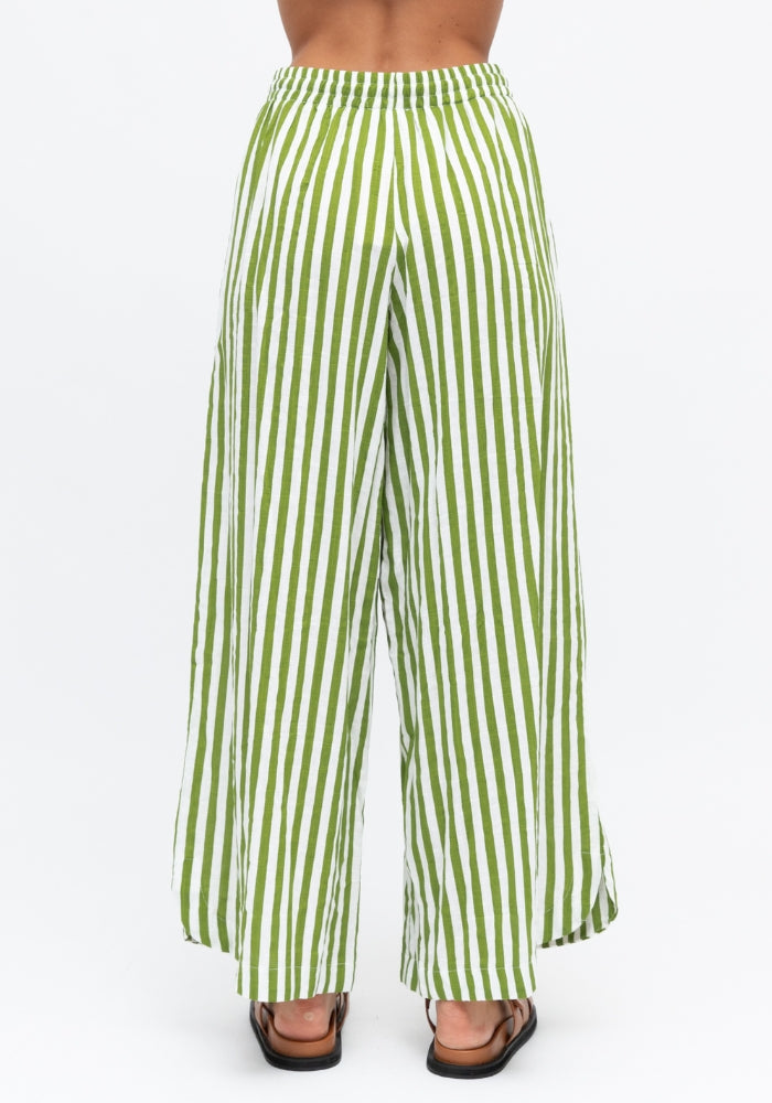 Load image into Gallery viewer, ALISON COTTON PANT - GREEN STRIPE