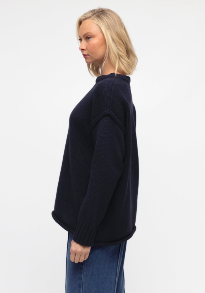 CLARA RELAXED COTTON KNIT - NAVY