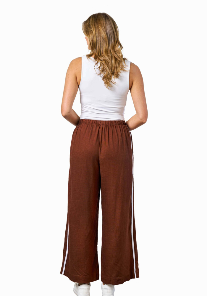 CODI RELAXED LINEN PANTS - CHOCOLATE