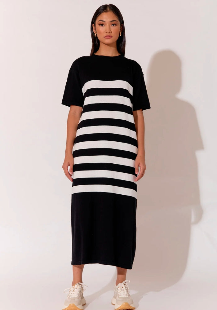 Load image into Gallery viewer, ADORNE LANEY COTTON CASHMERE KNIT DRESS - BLACK &amp; WHITE