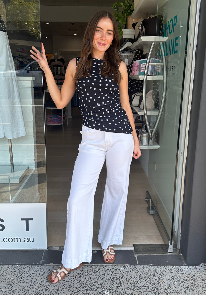 JEMMA FITTED MESH TANK - BLACK SPOT