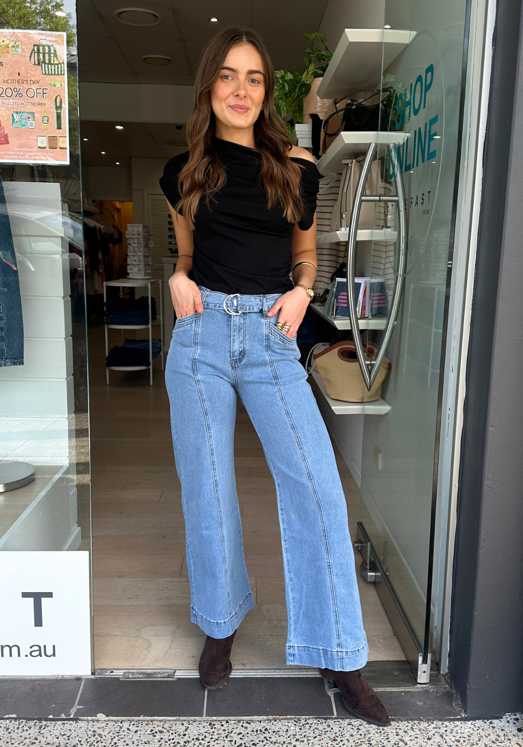 TYLER HIGH WAISTED WIDE LEG JEAN - LIGHT BLUE