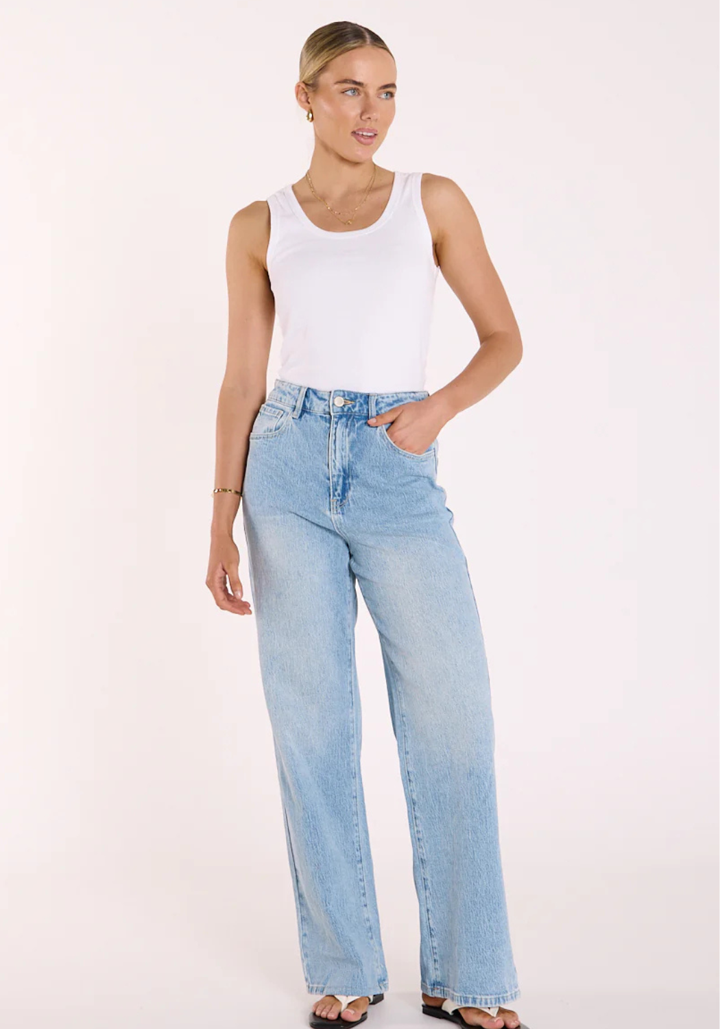 FEATHER + NOISE CASSIE WIDE LEG JEAN - LIGHT BLUE