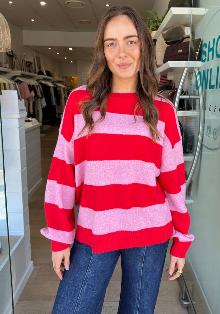 SAMMY STRIPE KNIT - PINK & RED