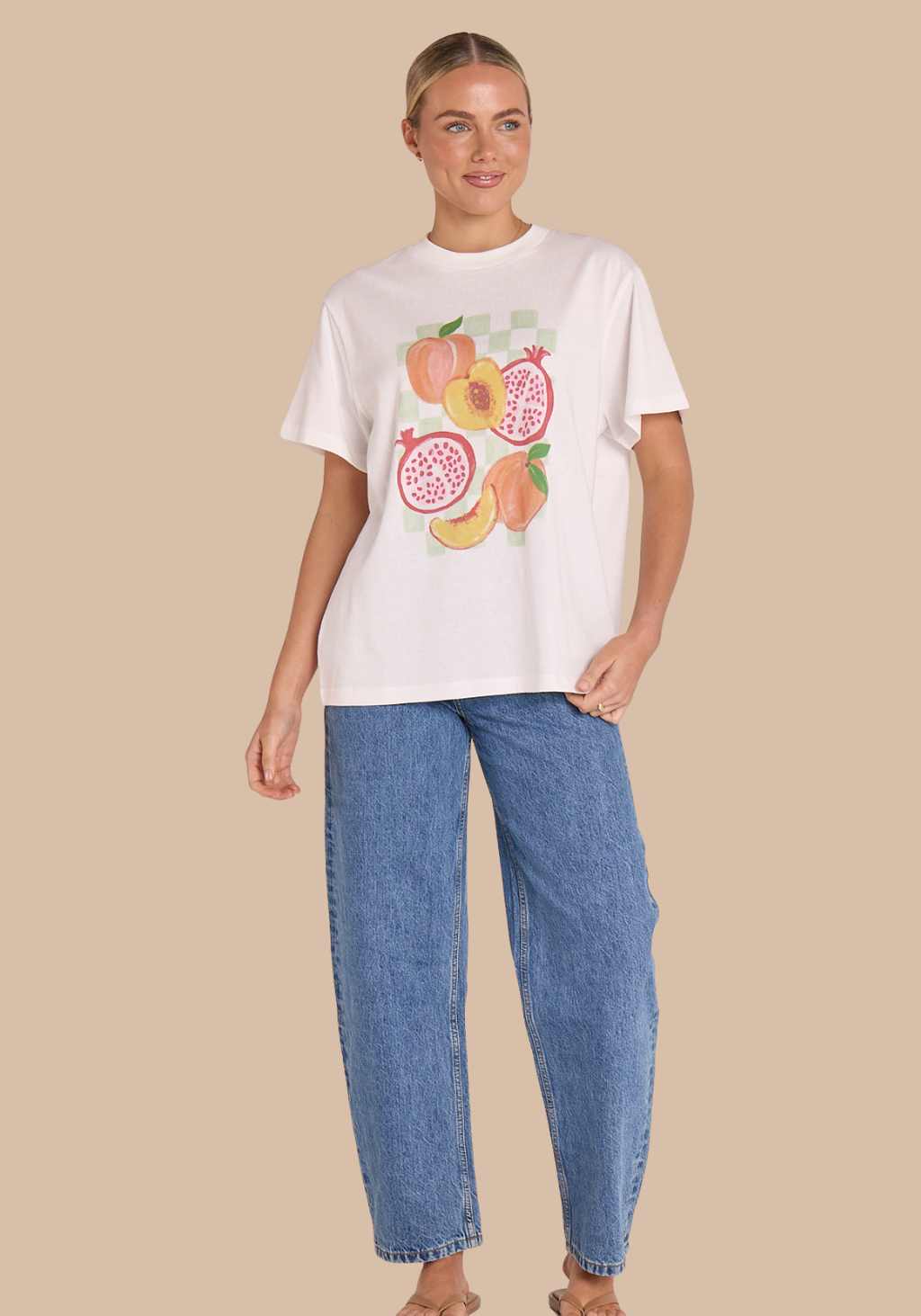 FEATHER + NOISE POMEGRANATE GRAPHIC TEE - WHITE