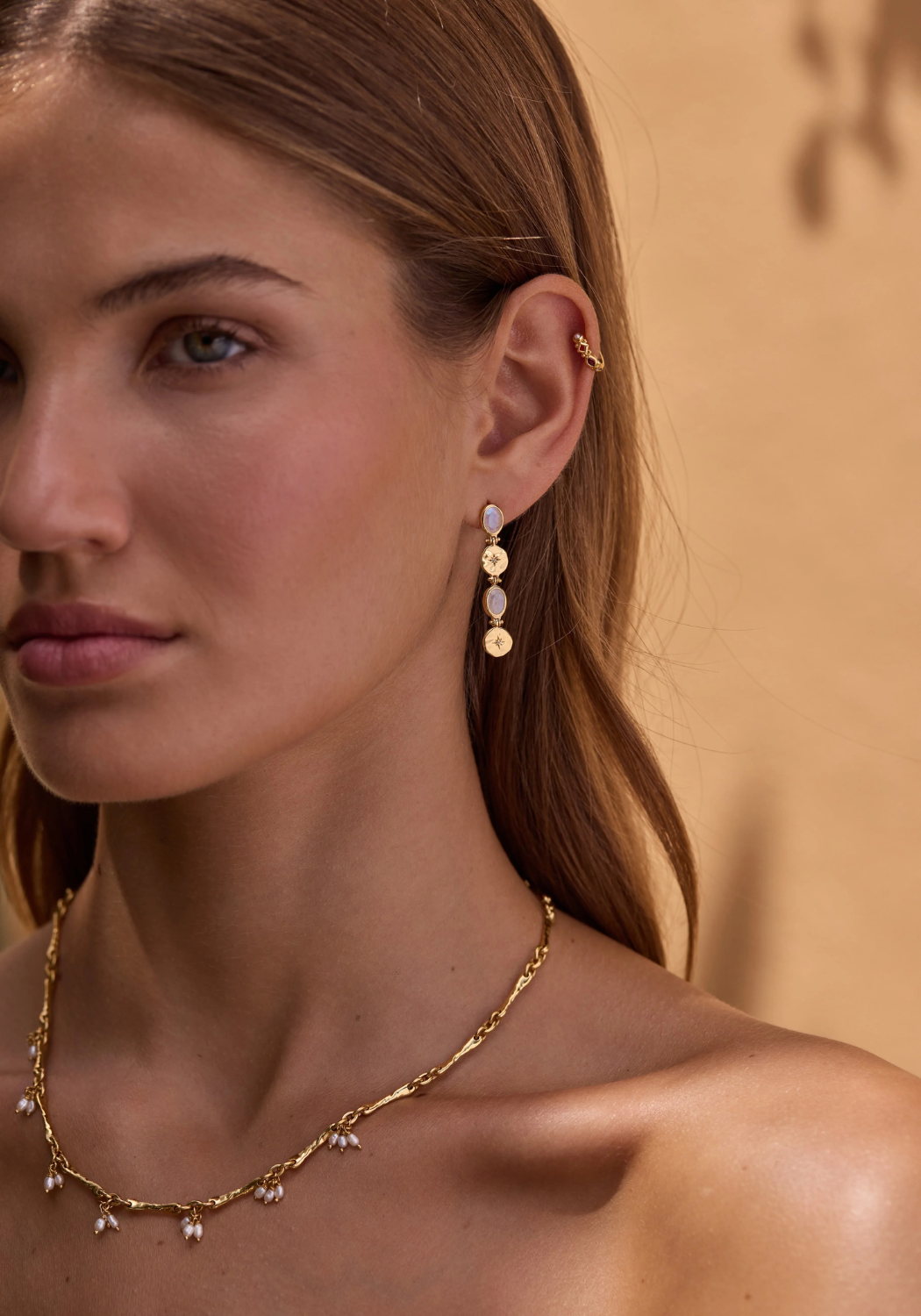 CELESTIAL MOONSTONE EARRINGS - GOLD