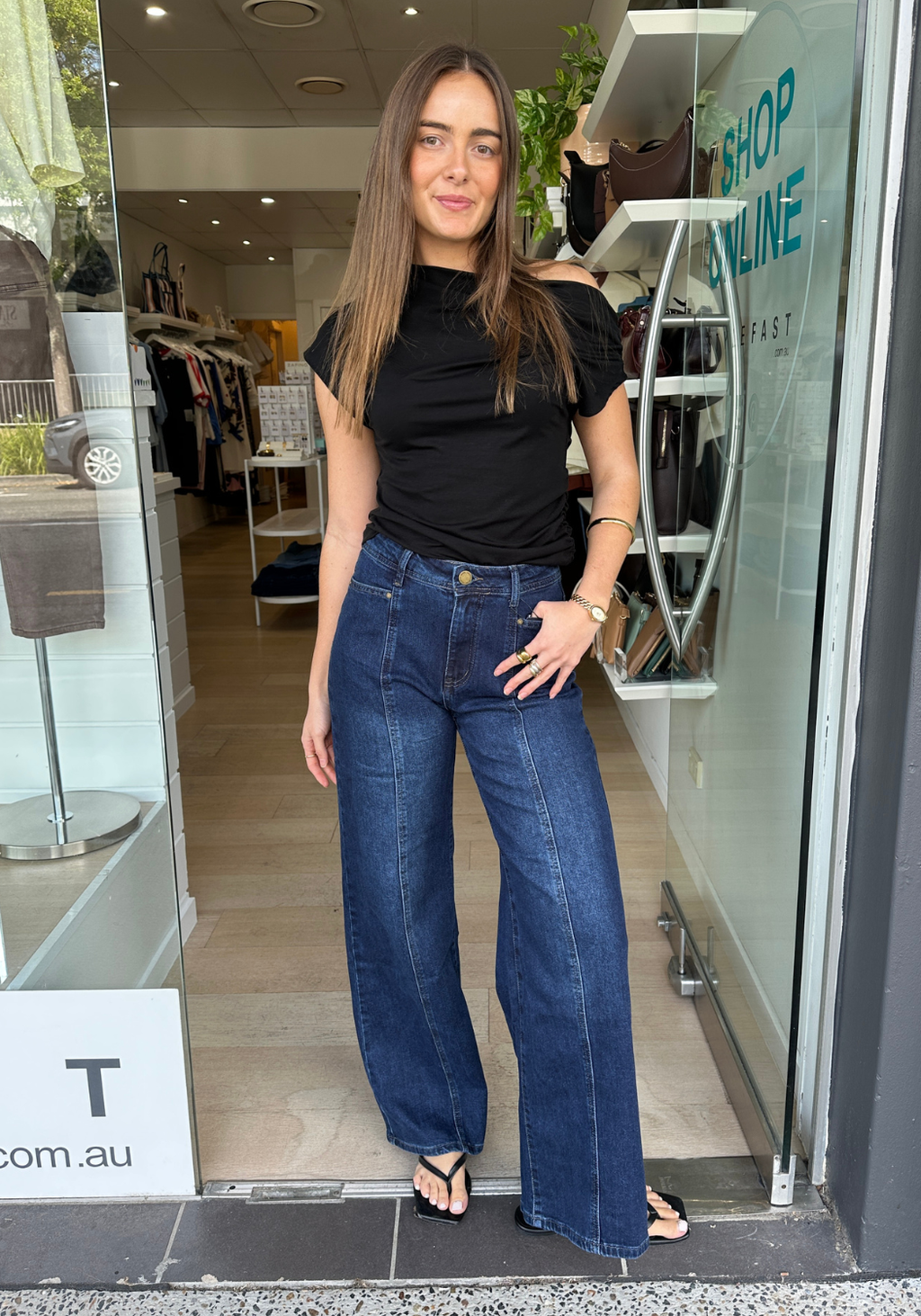 REECE WIDE LEG JEAN - DARK WASH