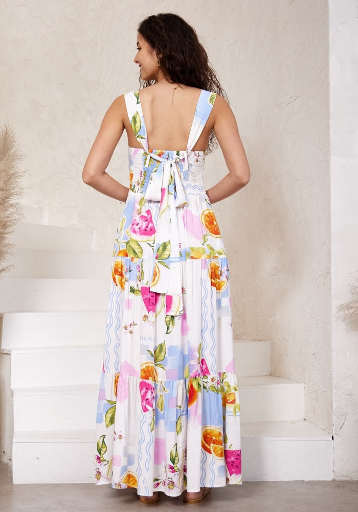 Load image into Gallery viewer, KAT TIE BACK MAXI DRESS -  FLORAL PRINT