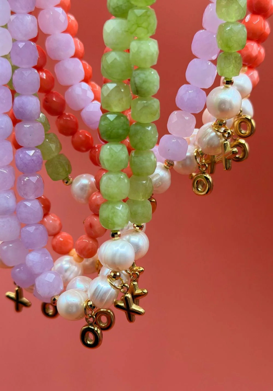 MOSK MELBOURNE XO NECKLACE - GREEN/PURPLE