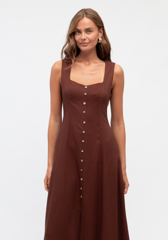 YANA MIDI DRESS - CHOCOLATE