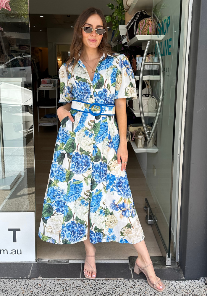 ESME MAXI DRESS - BLUE & GREEN FLORAL