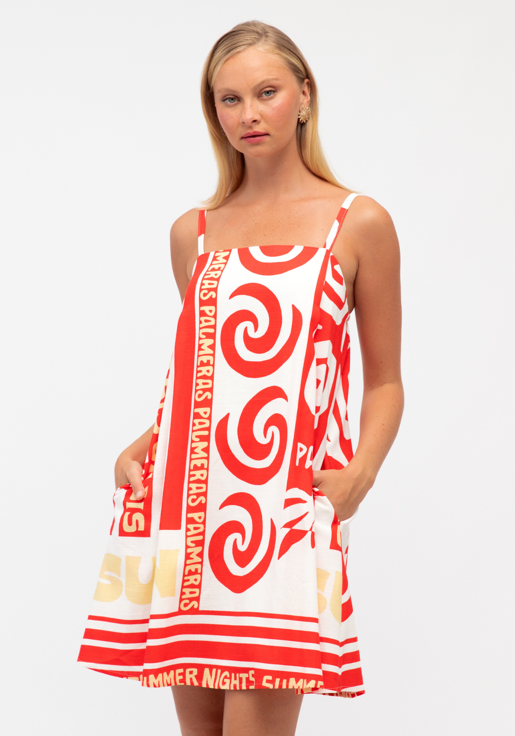 PALMERAS MINI DRESS - RED PRINT