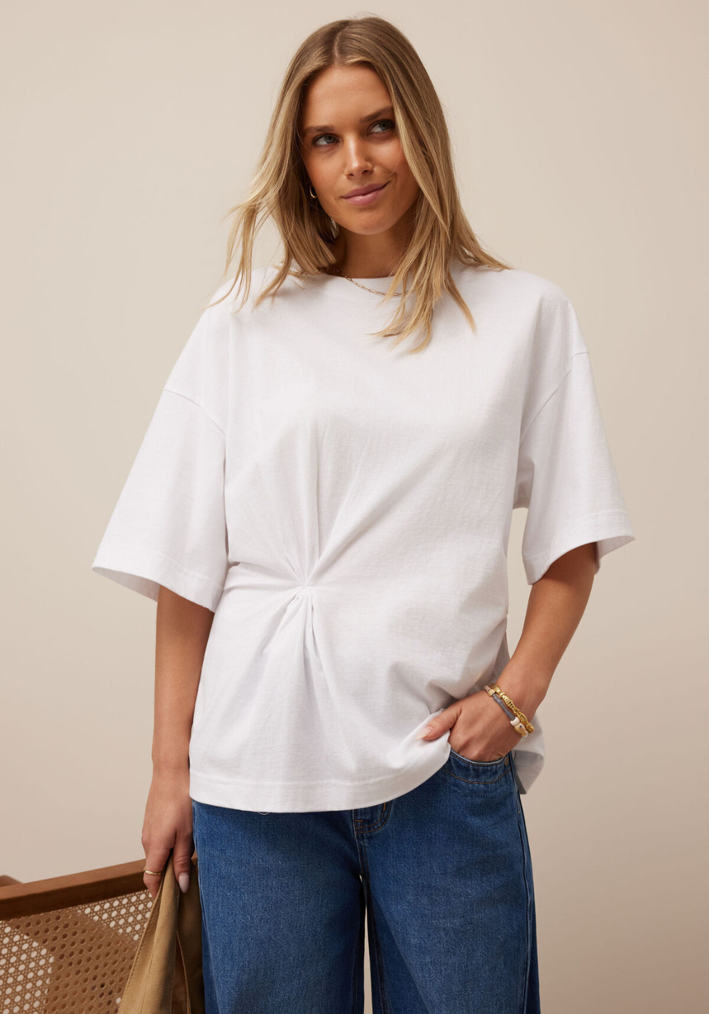 CERES LIFE KAIA TWIST TEE - WHITE