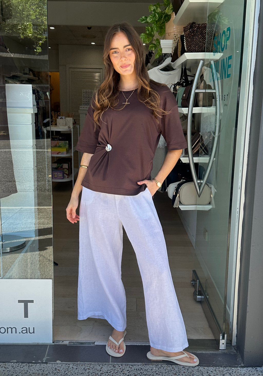 ARLI WIDE LEG LINEN PANT - WHITE