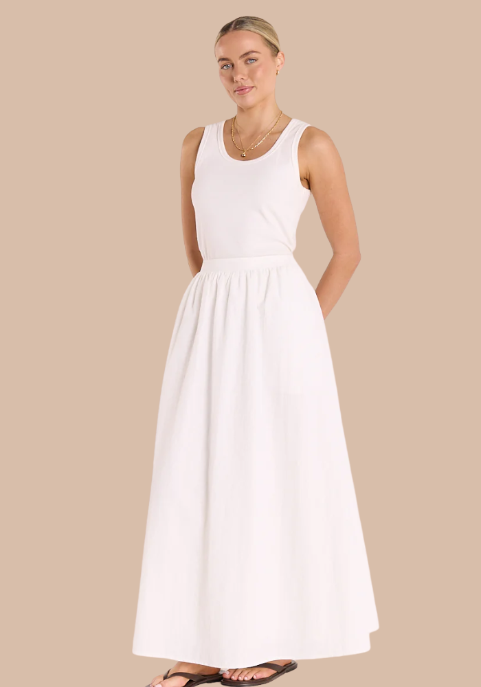 FEATHER + NOISE BAILEY SKIRT - WHITE