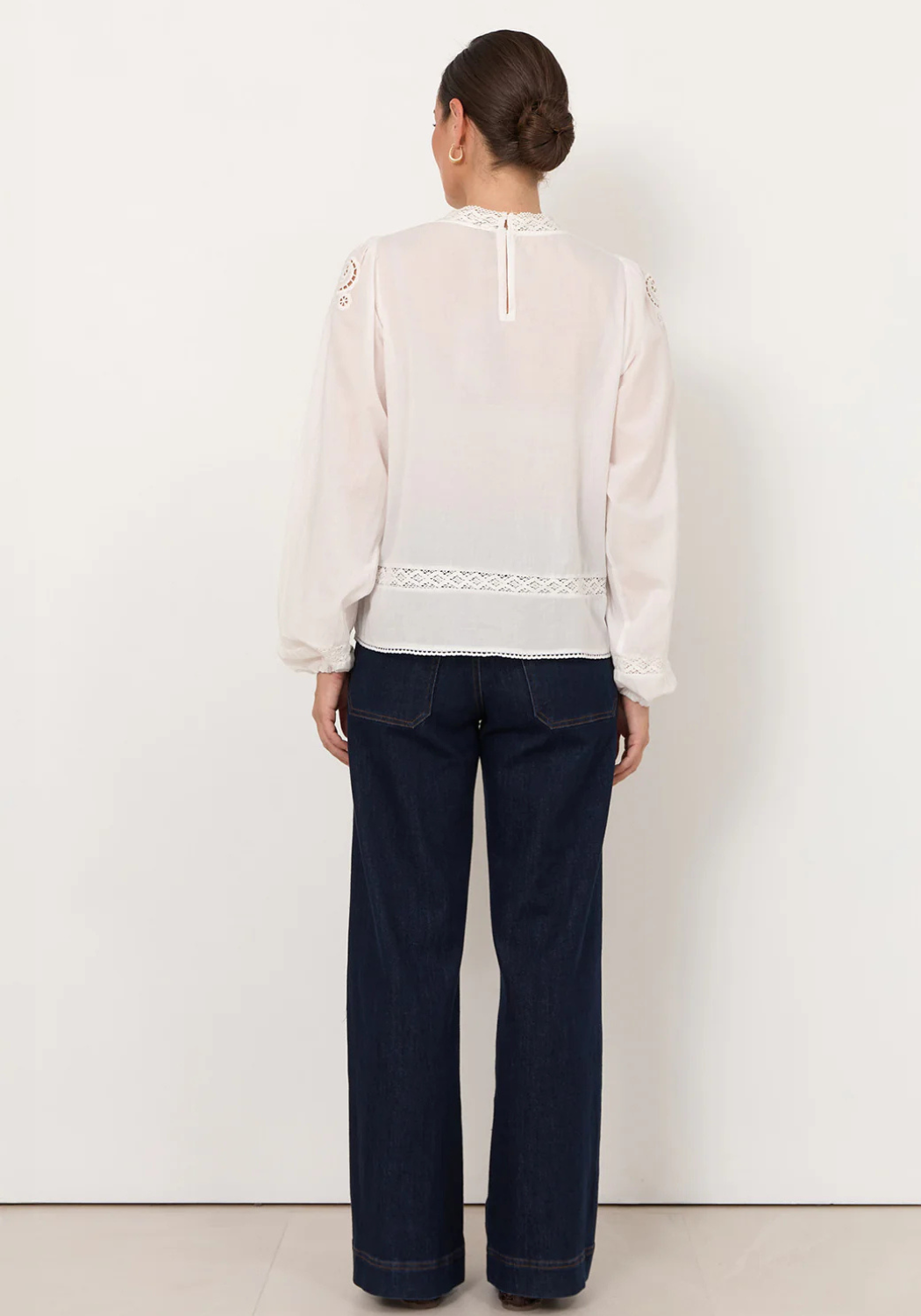 ADORNE LOU CUT OUT LACE TOP - WHITE