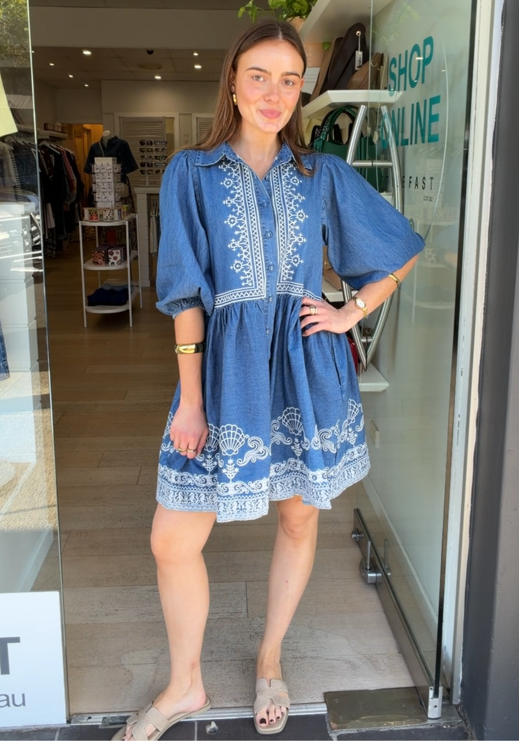 ZOE MINI DRESS - CHAMBRAY