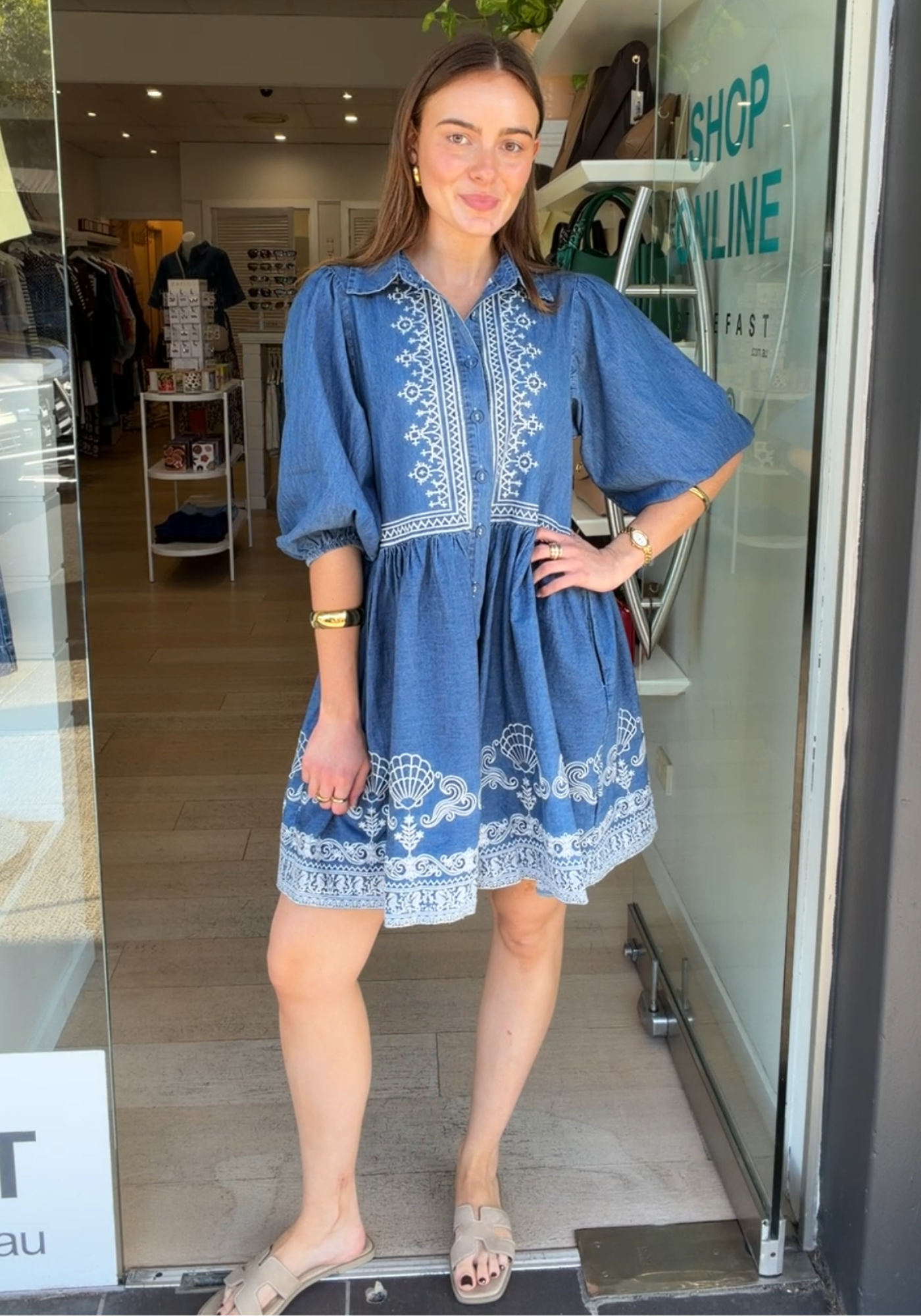 ZOE MINI DRESS - CHAMBRAY