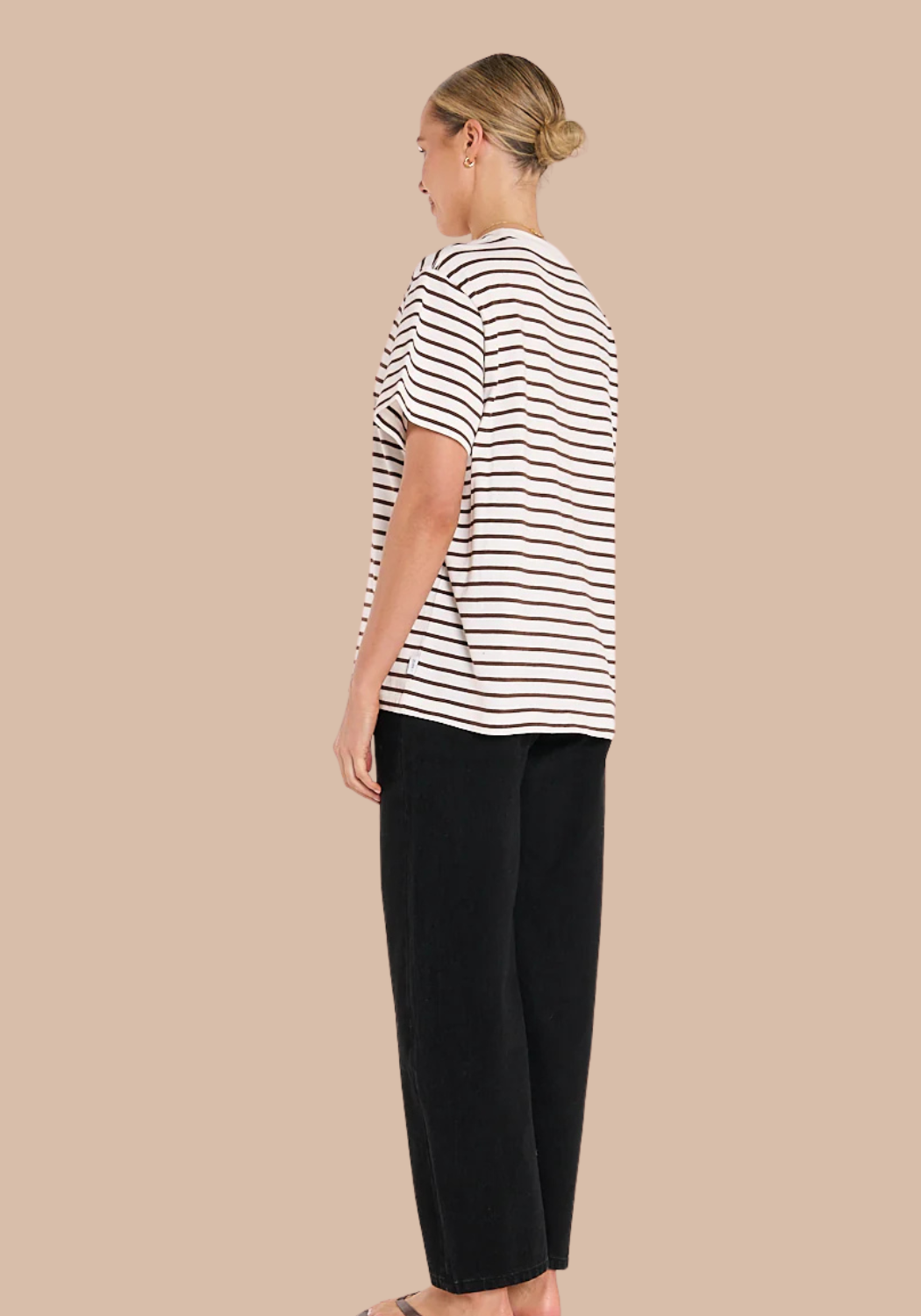 FEATHER + NOISE CARTER TEE - CHOCOLATE STRIPE