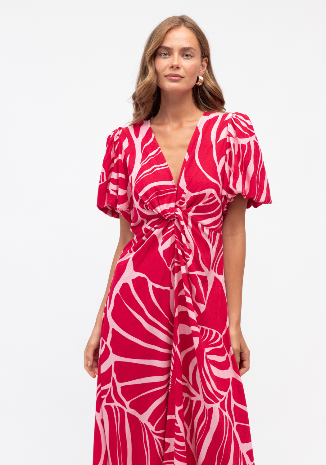 GAIA MAXI DRESS - RED/ PINK PRINT