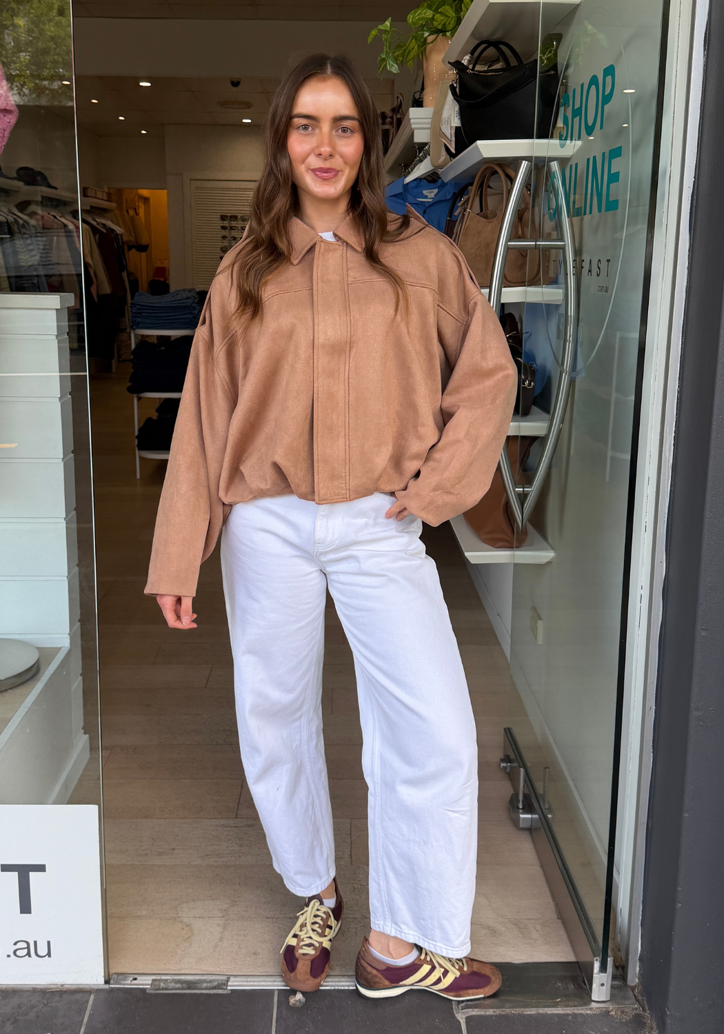 STEVIE SUEDE BOMBER - SOFT TAN