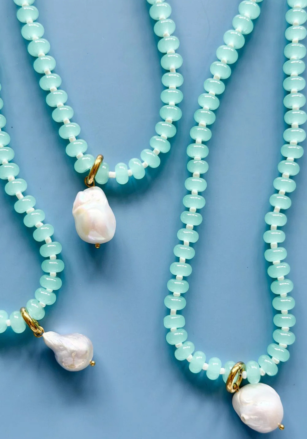MOSK MELBOURNE PEARL PENDENT NECKLACE - JADE GREEN
