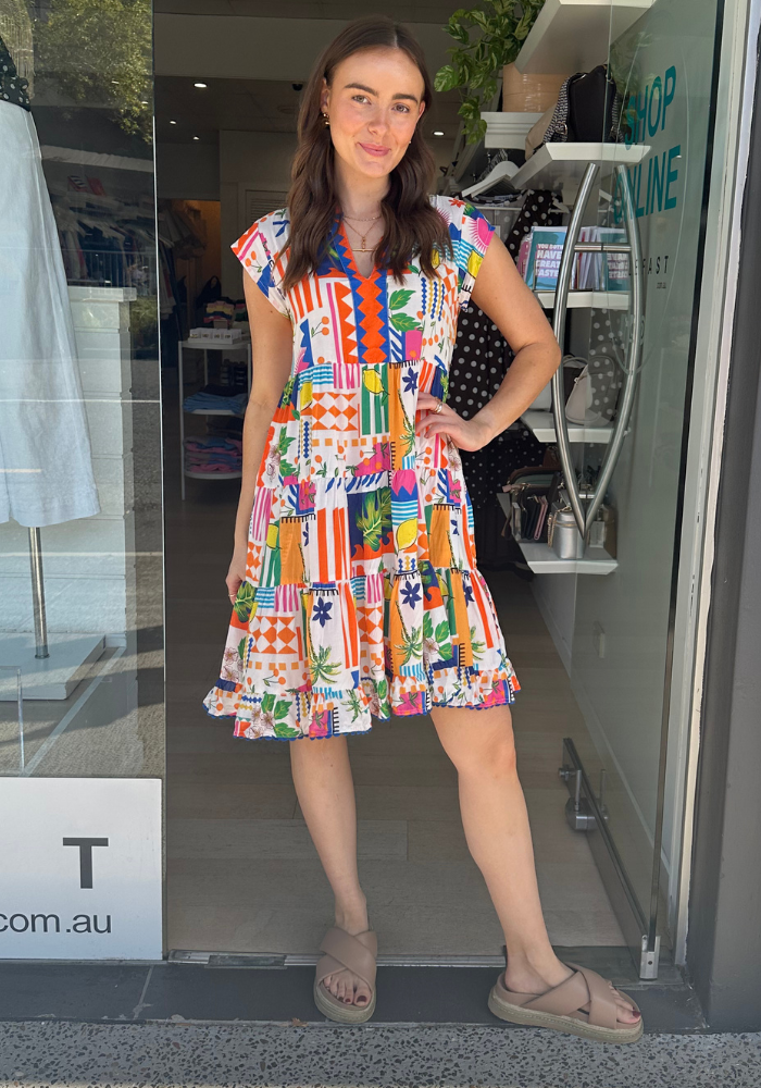 LULALIFE LYRA TIERED MINI DRESS - MULTI