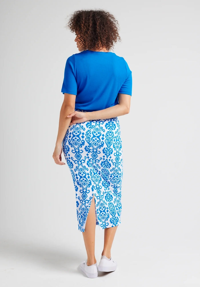 Load image into Gallery viewer, LOU LOU WHITNEY BAMBOO MAXI SKIRT - IKAT PRINT