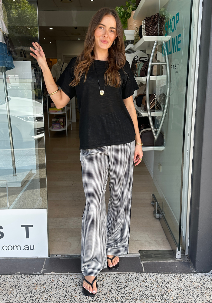 GINA PANTS - BLACK GINGHAM