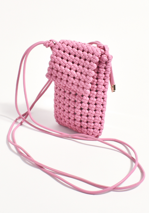 ADORNE IMOGEN WEAVE CROSSBODY BAG - PINK