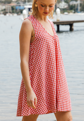 RADINI MINI DRESS - RED GINGHAM