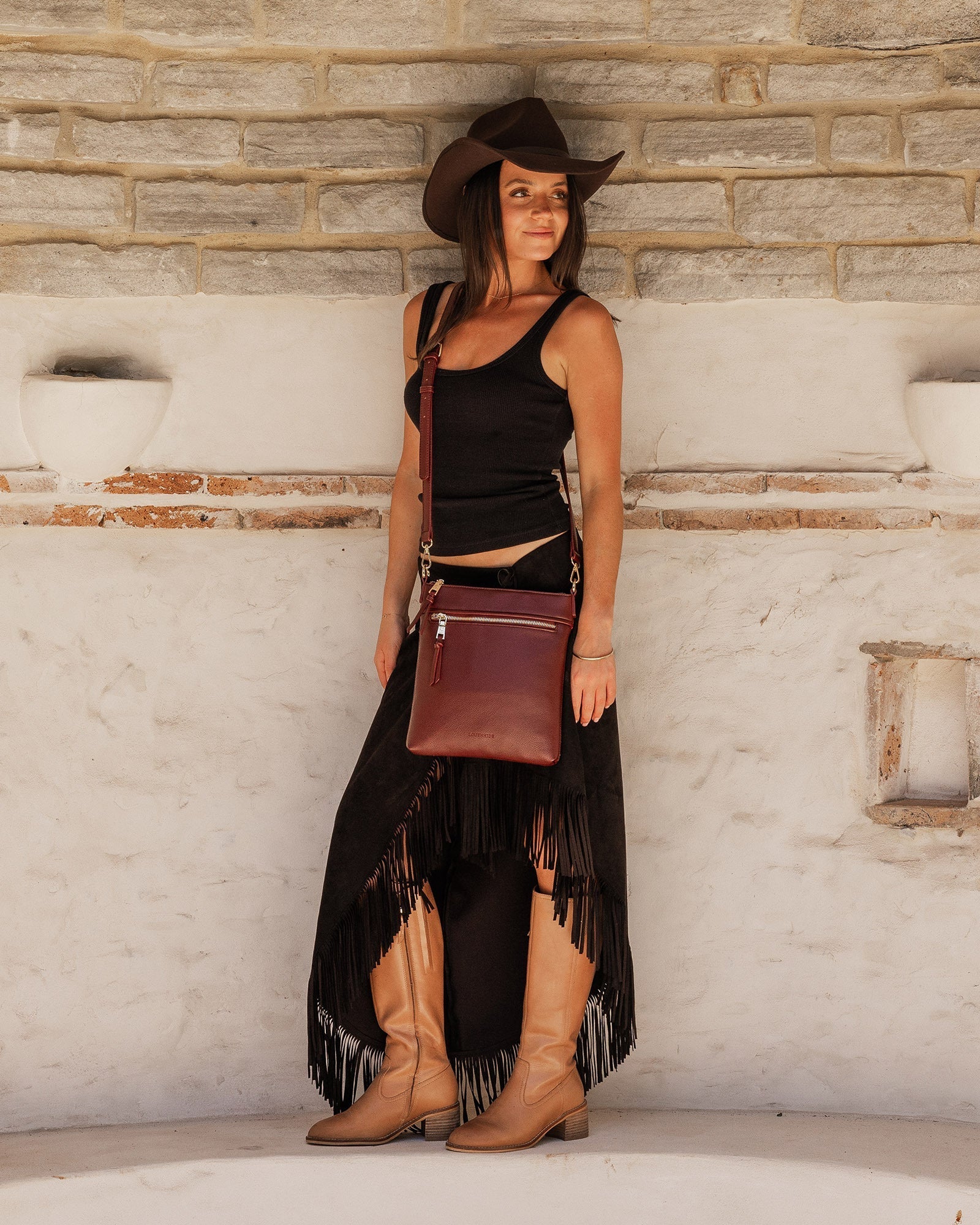 LOUENHIDE CRESSIDA CROSSBODY BAG - BUGUNDY
